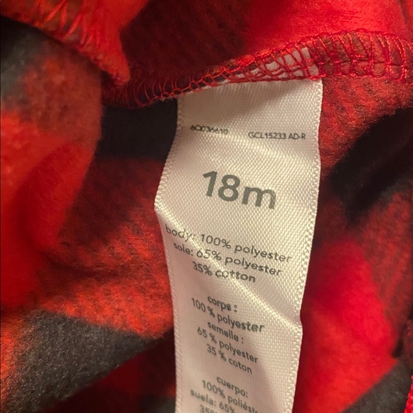 Carter's Red and Black Checkered Moose Footie…size 18 months - Picture 4 of 5